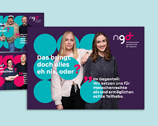 Verschiedene Personen in einer Werbekampagne für soziale Themen.